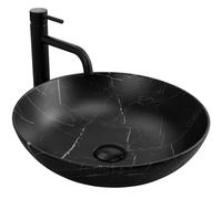 Rea Lavabo sobre encimera FIBO, lavabo de baño negro mate, 405 x 405 x 120 mm, cerámica (negro mate)