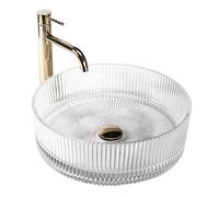 Rea Lavabo sobre Encimera Ingrid Lavabo de baño Transparente 400 x 400 x 130 mm Cerámica (Transparente)