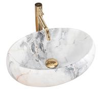 Rea LAVABO SOBRE ENCIMERA LINDA GRANITO MATE Lavabo de Baño 485 x 340 x 145 mm en Cerámica (Blanco, imitación mármol)