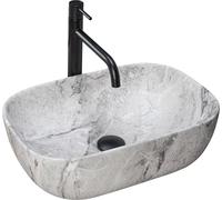 Rea LAVABO SOBRE ENCIMERA LIVIA STONE Lavabo de Baño 465 x 335 x 135 mm en Cerámica (Gris, imitación piedra)