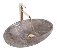 Rea Roxy lavabo 49x31 cm oval sobre encimera gris/piedra-marrón/beige REA-U6650