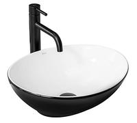 Rea Lavabo sobre Encimera Sofia Blanco Negro Lavabo de baño 410 x 345 x 150 mm Cerámica (Negro/Blanco)