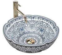 Rea Sanitär Lavabo sobre encimera Vivien REA-U5666 42,5×42,5 cm circular cerámica Blanco/Azul