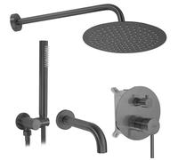 Rea Lungo conjunto bañera/ducha empotrado con rociador con efecto lluvia grafito REA-P6380