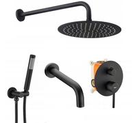 Rea Lungo conjunto de ducha empotrado con rociador con efecto lluvia negro REA-P4112