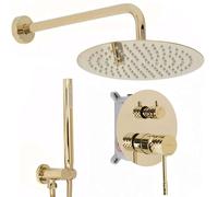Rea Lungo conjunto de ducha empotrado con rociador con efecto lluvia oro REA-P6964