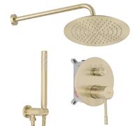 Rea Lungo conjunto de ducha empotrado con rociador con efecto lluvia oro REA-P9665