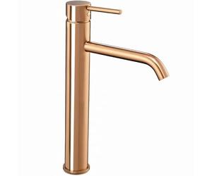 Rea LUNGO GRIFO DE LAVABO ALTO DE ORO ROSA Mezclador de baño monomando de latón Grifo de lavado a mano ajustable en frío y caliente (oro rosa)