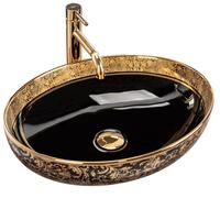 Rea Margot lavabo 52x40 cm oval sobre encimera negro-oro brillante REA-U8978