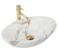 Rea Lavabo sobre encimera Pamela Shiny Aiax Lavabo de cerámica - Lavabo ovalado - Mármol - 33 x 53 cm