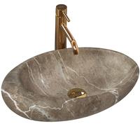 Rea Roxy lavabo 49x31 cm oval sobre encimera gris/piedra-marrón/beige REA-U6650