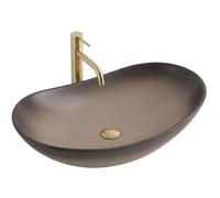 Rea Royal lavabo 61.5x36 cm oval sobre encimera marrón/beige mate REA-U0626