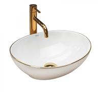 Rea Sofia lavabo 41x34.5 cm oval sobre encimera blanco-oro REA-U3287