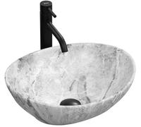 Rea LAVABO SOBRE ENCIMERA SOFIA STONE Lavabo de Baño 410 x 345 x 150 mm en Cerámica (Gris, imitación mármol)