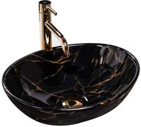 Rea Sofia Marble lavabo 41x34.5 cm oval sobre encimera negro-oro REA-U5611