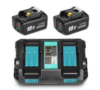 REACELL 2X 5.5Ah BL1860B Batería + 4A Cargador Doble DC18RD para Makita 18V