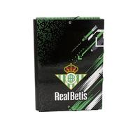 Real Betis Balompié- Carpeta de solapas, Betis, Fútbol, Carpeta con gomas, Color Negro, Producto Oficial (CyP Brands)