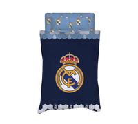 Real Madrid C.F. - Juego de Sábanas Verano Modelo Azul 2025 (3 Piezas) Oficial 50% Algodón/50% Poliéster