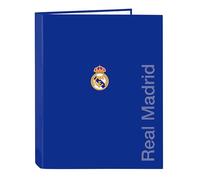 Safta REAL MADRID - Carpeta con Folios 4 Anillas, Ideal para Niños de Diferentes Edades, Cómoda y Versátil, Calidad y Resistencia, 26.5x33 cm