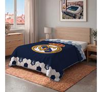 Real Madrid CF - Colcha Verano Real Madrid CF Cama 90 - 105 cm (180 x 260 cm) Azul, Escudo Grande, Blanco