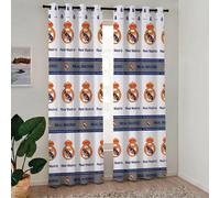 Real Madrid CF - Cortina Estampada Blanco Real Madrid CF Oficial 150 x 260 cm unidad 8 ojales Con estampación escudos Real Madrid (Unidad)