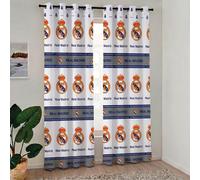 Real Madrid CF - Cortina Estampada Blanco Real Madrid CF Oficial 150 x 260 cm unidad 8 ojales Con estampación escudos Real Madrid (Unidad)