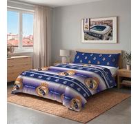 Real Madrid CF - Funda Nórdica 2 Piezas 100% Microfibra Oficial Modelo 2 Azul Blanco - Funda Nórdica + Funda Almohada (No Incluye Bajera) (Cama 150 cm)