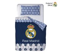 Real Madrid CF - Funda Nórdica Real Madrid, Licencia Oficial, 2 Piezas, Diseño Escudo Centrado