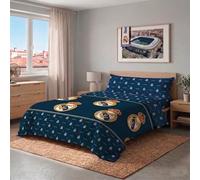 Real Madrid CF - Juego de Sábanas Verano 3 Piezas 100% Microfibra Oficial CF 2026 Modelo 1 Azul Marino - Suave, Resistente y Diseño Exclusivo, Escudo (Cama 105 cm)
