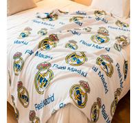 Real Madrid CF - Manta de Coralina 150 x 95cm Real Madrid - Blanca o Azul Licencia Oficial