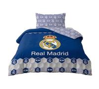 Real Madrid Funda Nórdica 2 Piezas. Escudo Centrado (Blanco, Cama 105cm 180x220cm