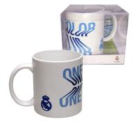 Real Madrid Taza Cerámica 300ml, Diseño con Escudo en Blanco y Azul, Producto Oficial Real Madrid "One Color One Club", Regalo Cumpleaños Niños, Niñas y Adultos, Taza Fútbol color Azul y Blanco