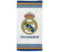 Real Madrid - Toallas de Playa - Productos Oficiales con Licencia - Varios Estilos, tamaños y Colores! (Blanco Microfibra White & Spain, 70 X 140)