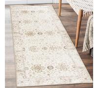 ReaLife - Alfombra ecológica lavable a máquina, resistente a las manchas, antideslizante, de fibras recicladas, apta para mascotas, no desprende fibra, borde desgastado, marfil, beis, 80 x 183 cm
