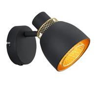 Reality - Aplique de pared Punch R80811032, metal negro mate/dorado, sin 1 x E14