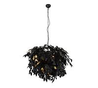 Reality Leuchten Lámpara colgante Leavy, negro/oro, Ø 70 cm, plástico
