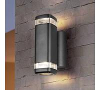 Reality Leuchten Aplique de exterior Barcelos, negro, altura 21 cm, arriba/abajo
