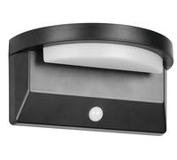 Reality Leuchten Aplique de exterior LED MORO R24706132, plástico negro mate, LED de 8 vatios, híbrido solar/batería, sensor crepuscular, sensor de movimiento