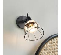 Reality Leuchten Aplique de pared Jerome, Ø 14 cm, 1 luz, negro mate, interruptor