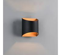 Reality Leuchten Aplique de pared Samdel, negro y dorado, altura 12 cm, metal, G9 arriba/abajo