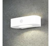 Reality Leuchten Aplique de pared solar Bilbao, blanca, altura 6 cm, sensor, arriba/abajo