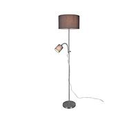 Reality Leuchten Beleuchtung Lámpara de pie LED clásica con luz de lectura y pantalla de tela en gris - Altura 160 cm