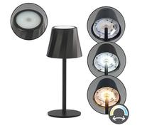 Reality Leuchten Diaz R55961132 - Lámpara LED de mesa para exteriores (batería de 1,6 W, 4 toques), color negro mate