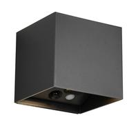 Reality Leuchten Genie R24169632 - Lámpara LED de pared para exterior (funciona con batería, con sensor de movimiento, plástico negro mate)