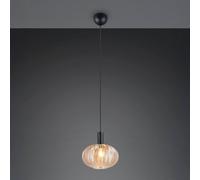 Reality Leuchten Lámpara colgante Elvezia, ámbar, Ø 26 cm, cristal, E27