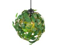 Reality Leuchten Lámpara colgante Leavy, negro/verde, Ø 38 cm, 1 luz, E27