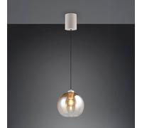 Reality Leuchten Lámpara colgante Liora, ámbar, Ø 25 cm, cristal, E27