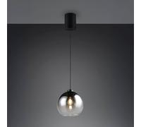 Reality Leuchten Lámpara colgante Liora, gris humo, Ø 25 cm, cristal, E27