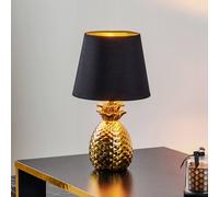 Reality Leuchten Lámpara de mesa de cerámica Pineapple dorado-negro