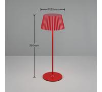 Reality Leuchten Lámpara de mesa recargable Suarez LED, roja, altura 39 cm, metal, regulable